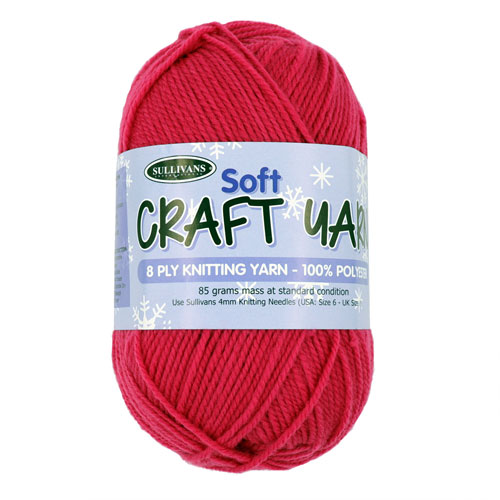 91504 Sullivans 8ply Polyster  Soft Craft Yarn - 85gm - Magenta