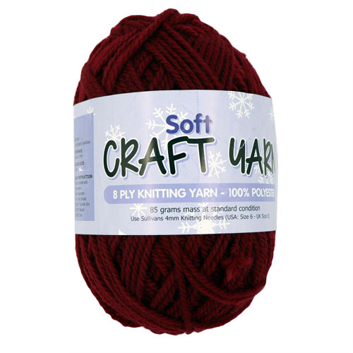 91508 Sullivans 8ply Polyster  Soft Craft Yarn - 85gm - Marsala