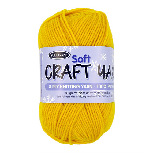91512 Sullivans 8ply Polyster  Soft Craft Yarn - 85gm - Mustard