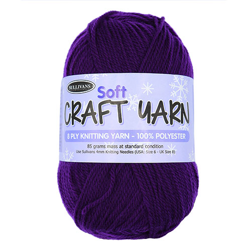 91514 Sullivans 8ply Polyster  Soft Craft Yarn - 85gm - Violet
