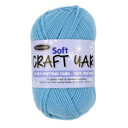 91515 Sullivans 8ply Polyster  Soft Craft Yarn - 85gm - Sky Blue