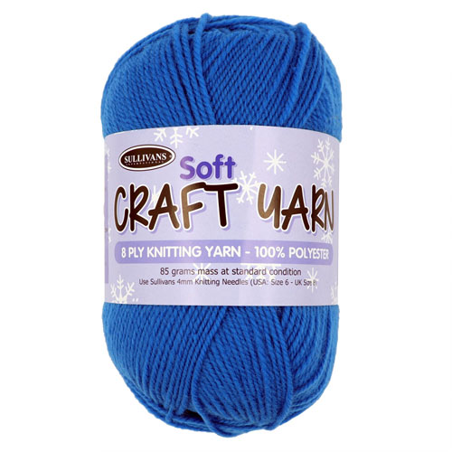 91516 Sullivans 8ply Polyster  Soft Craft Yarn - 85gm - Carribean Blue