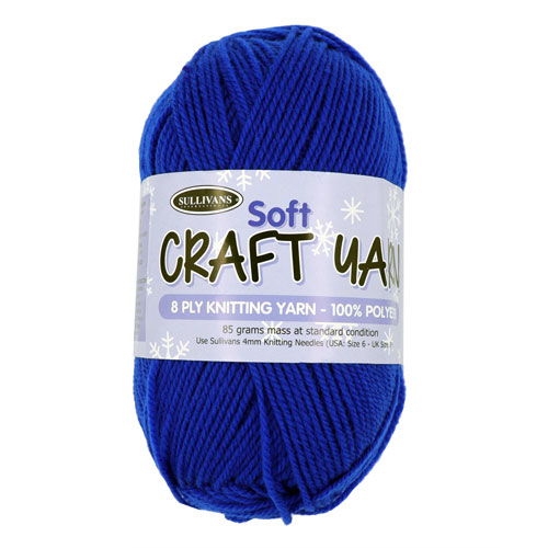 91517 Sullivans 8ply Polyster  Soft Craft Yarn - 85gm - Royal