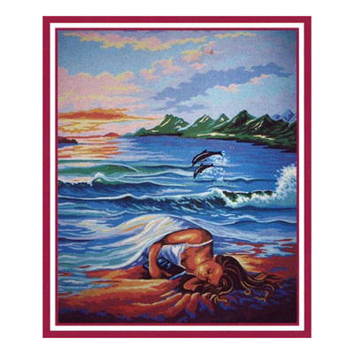 92058 Tapestry Lady & Dolphins