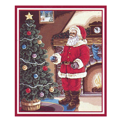 92089 Tapestry Santa By Xmas Tree