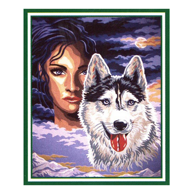 92144 Tapestry Wolf & Lady