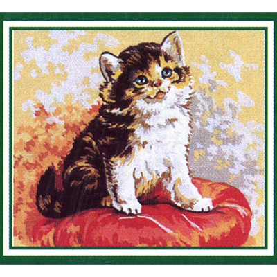 92405 Tapestry Cat On Red Pillow