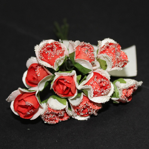 92607 Flower Glass Small Light Red White