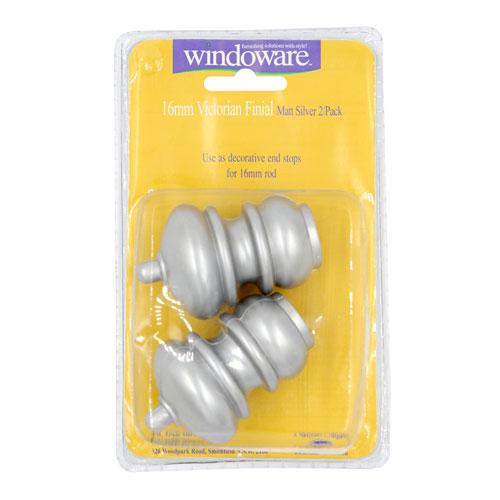 94545 Windoware 16mm Victorian Finial - Matt Silver - 2 Pack
