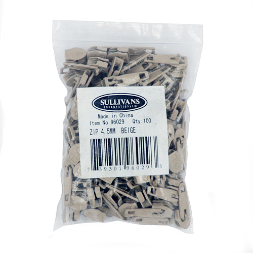 96029 Sullivans Continuous Zipper Sliders - Beige - 100pcs