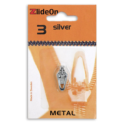 96690 Zlideon Metal Zip Pulls - Size 3 - Straight Puller - Silver