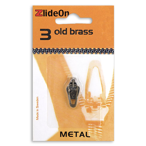 96691 Zlideon Metal Zip Pulls - Size 3 - Straight Puller - Old Brass