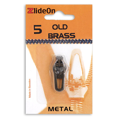 96694 Zlideon Metal Zip Pulls - Size 5 - Straight Puller - Old Brass