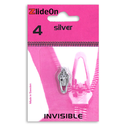 96750 Zlideon Invisible Zip Pulls - Size 4 - Straight Puller - Silver