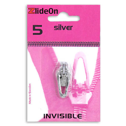 96752 Zlideon Invisible Zip Pulls - Size 5 - Straight Puller - Silver