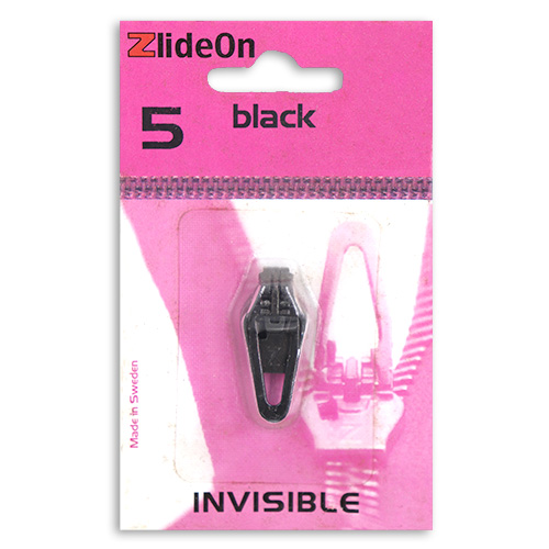 96753 Zlideon Invisible Zip Pulls - Size 5 - Straight Puller - Black