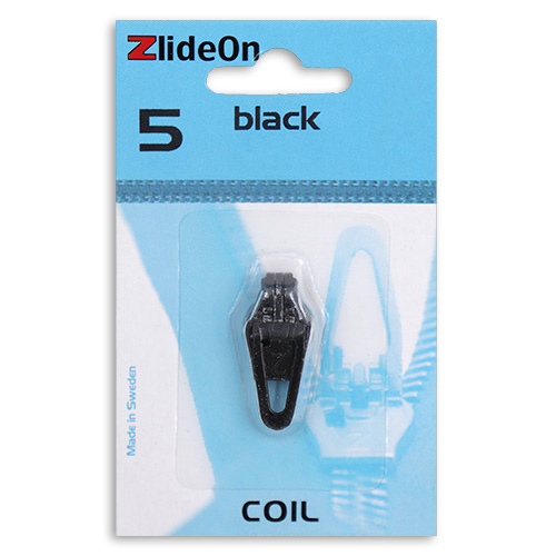 96816 Zlideon Coil Zip Pulls - Size 5 - Straight Puller - Black