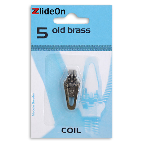 96817 Zlideon Coil Zip Pulls - Size 5 - Straight Puller - Old Brass