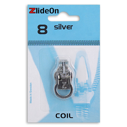 96818 Zlideon Coil Zip Pulls - Size 8 - Round Puller - Silver