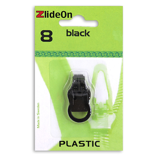 96825 Zlideon Plastic Zip Pulls - Size 8 - Round Puller - Black