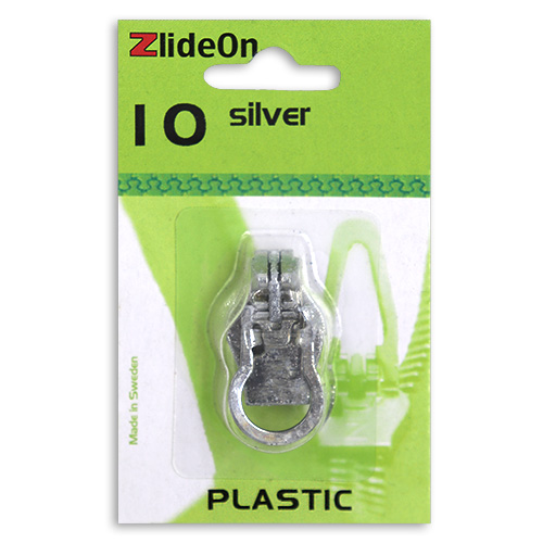 96826 Zlideon Plastic Zip Pulls - Size 10 - Round Puller - Silver