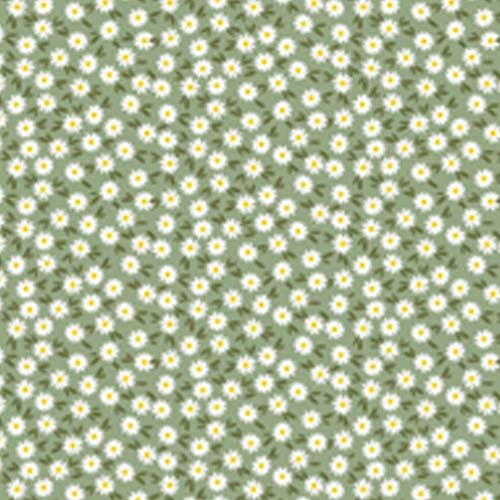 98314 Sullivans Printed Cotton Fabric - 110cm -  Sage Daisies