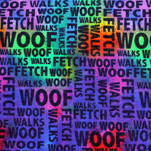 99734 Sullivans Flannelette Fabric - 108cm Wide - Multi-coloured With Black Dog Words 