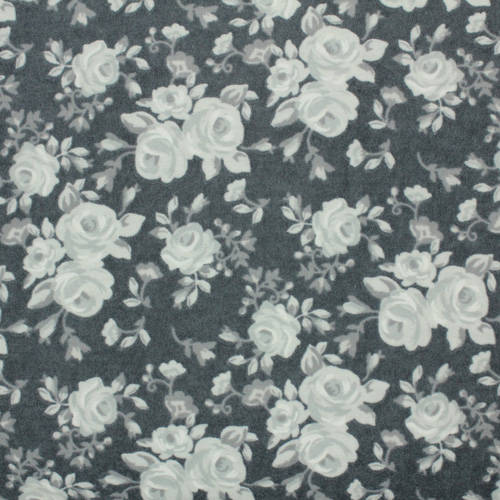 99768 Sullivans Flannelette Fabric - 108cm Wide - Grey With Cream Flowers