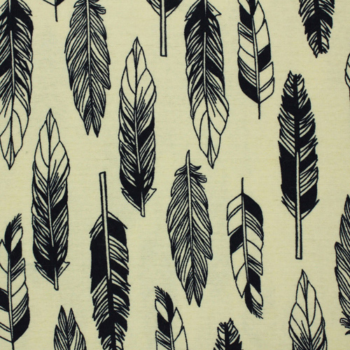 99770 Sullivans Flannelette Fabric - 108cm Wide - Sand With Black Feathers 