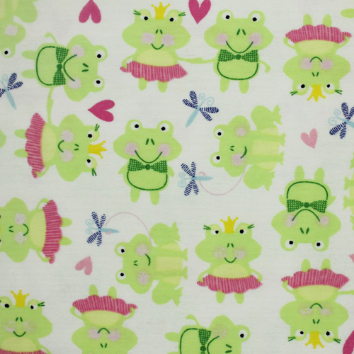 99785 Sullivans Flannelette Fabric - 108cm Wide - Green Frogs With Tutus & Tiaras