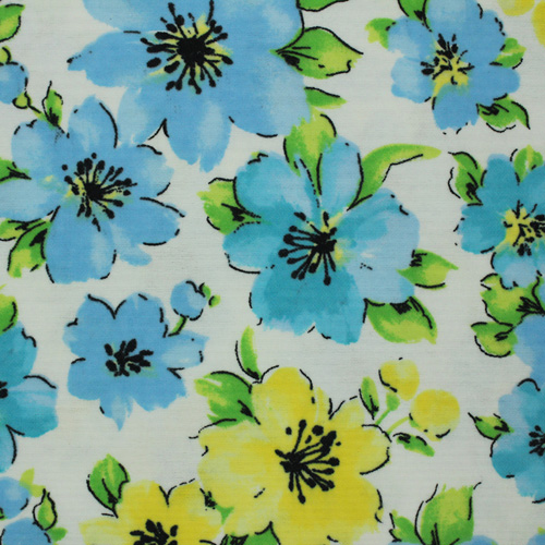 99821 Sullivans Flannelette Fabric - 108cm Wide - Blue And Yellow Flowers