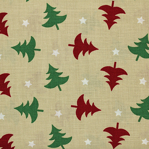 99834 Sullivans 100% Cotton Fabric - 112cm Wide - Tan With Christmas Trees 