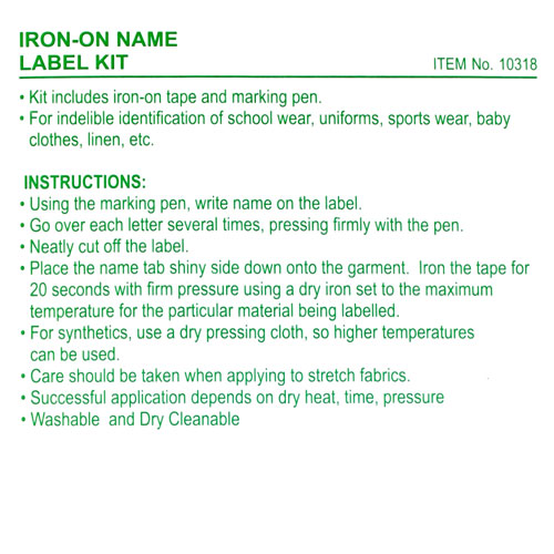 10318 Sullivans 40pc Iron On Name Label Kit