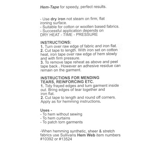 10393 Sullivans 20mm Iron On Hem Tape - White 