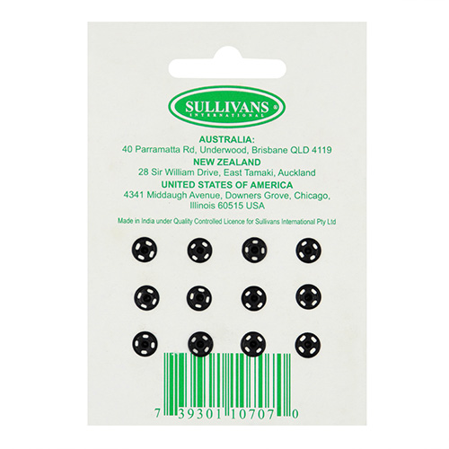 10709 Sullivans Snap Fastener - Size #0/7mm - Black