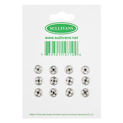 10710 Sullivans Snap Fastener - Size #1/9mm - Silver