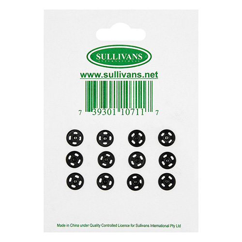 10711 Sullivans Snap Fastener - Size #1/9mm - Black