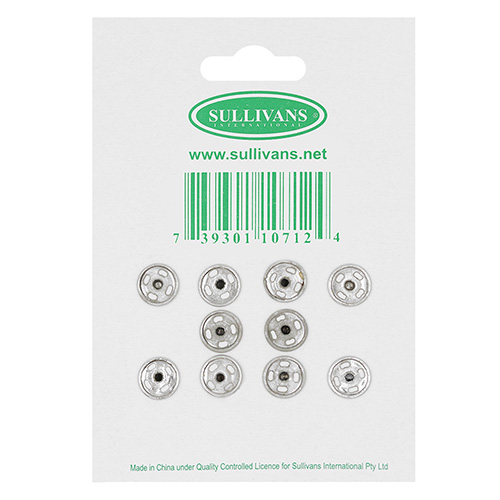 10712 Sullivans Snap Fastener - Size #2/11mm - Silver