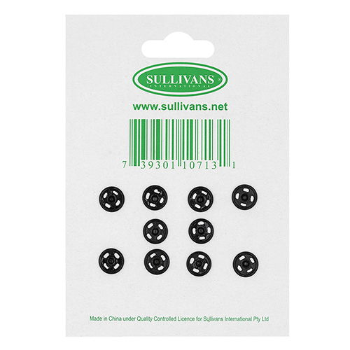 10713 Sullivans Snap Fastener - Size #2/11mm - Black