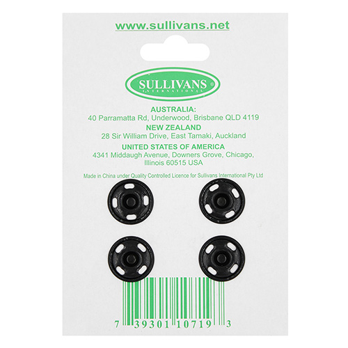 10719 Sullivans Snap Fastener - Size #7/15mm - Black