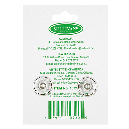 10720 Sullivans Snap Fastener - Size #10/18mm - Silver