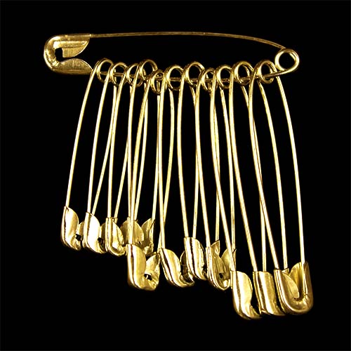 10734 Sullivans Safety Pins - Assorted Sizes - Brass