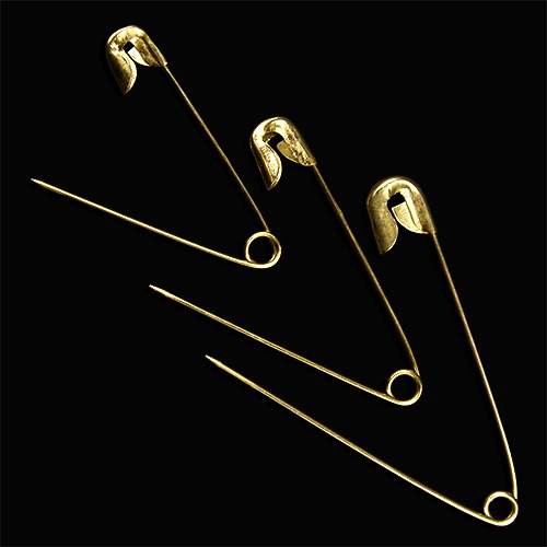10734 Sullivans Safety Pins - Assorted Sizes - Brass