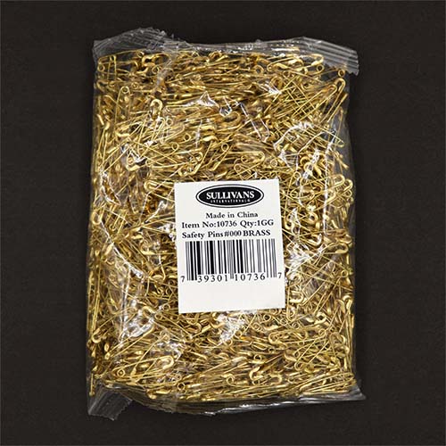 10736 Sullivans Bulk Safety Pins - Size #000 - Brass