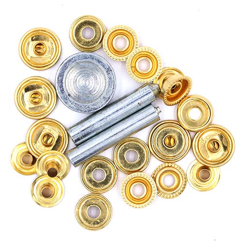 10753 Sullivans 5 Pack Press Stud Kit Plus Tool - 15mm - Gold