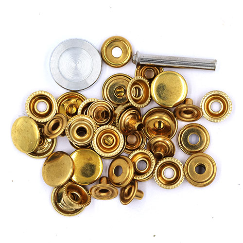 10756 Sullivans 10 Pack Press Stud Kit Plus Tool  - 15mm - Gold