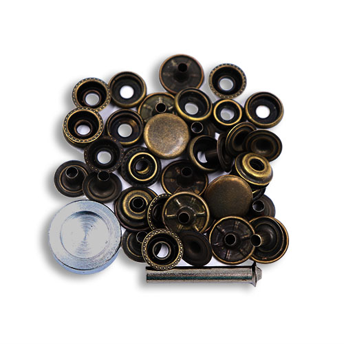 10758 Sullivans 10 Pack Press Stud Kit Plus Tool  - 15mm - Bronze