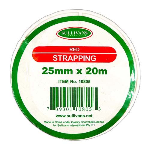 10805 Sullivans 25mm Polypropylene Strapping - Red - 20mt
