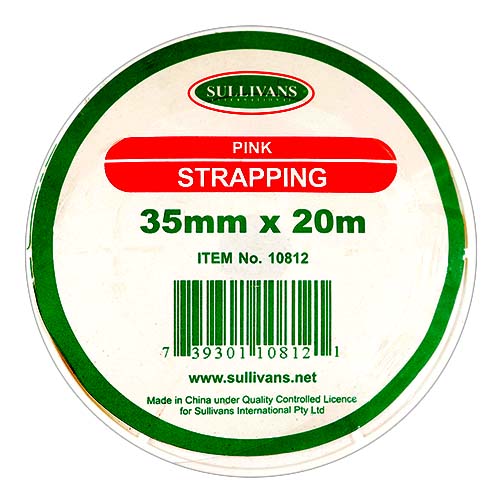 10812 Sullivans 35mm Polypropylene Strapping - Pink -  20mt
