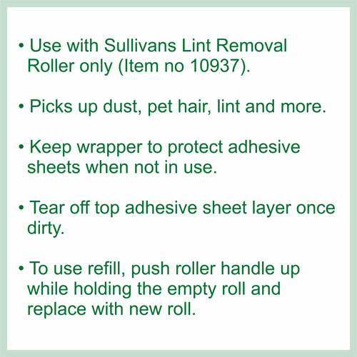 10938 Sullivans All Purpose Lint Removal Roller Refills - 2 Pack